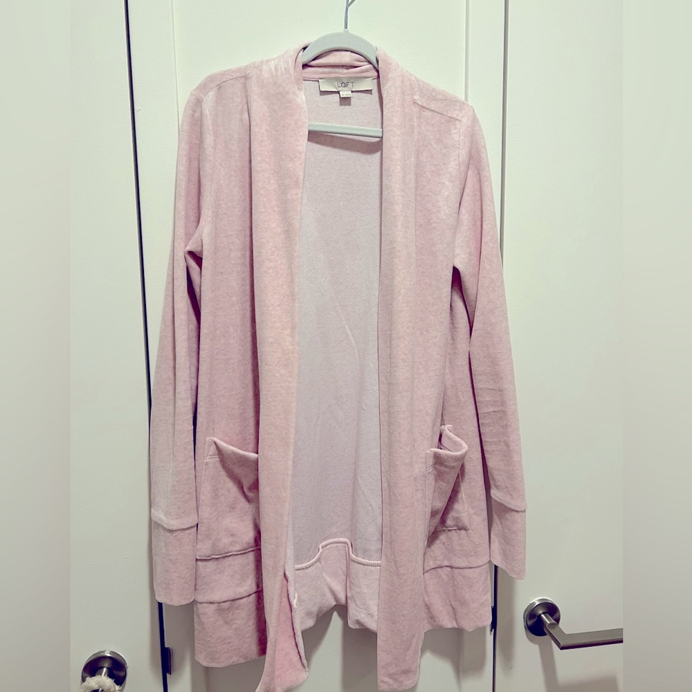 Pink velour cardigan